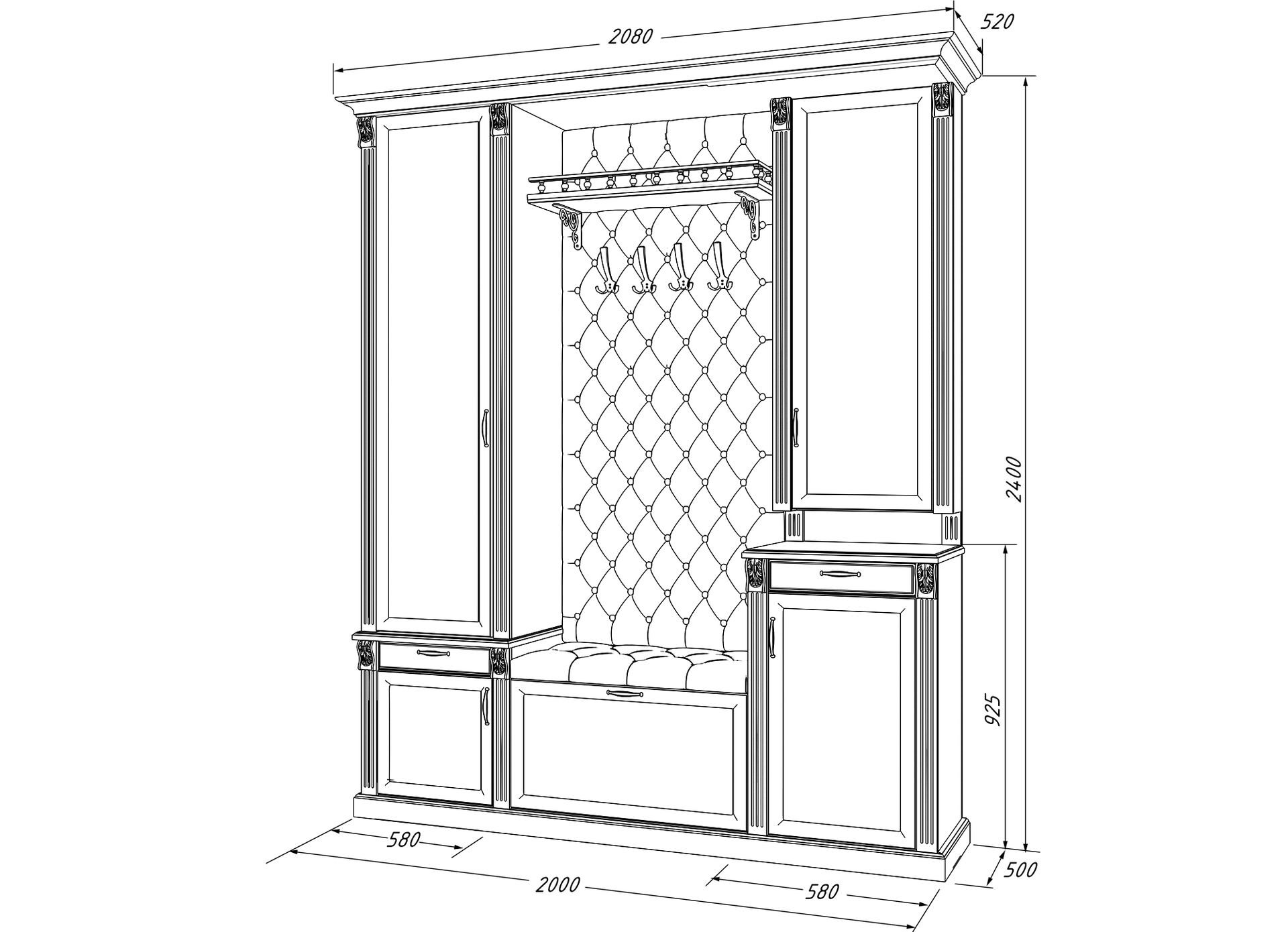 чертеж шкафа для прихожей